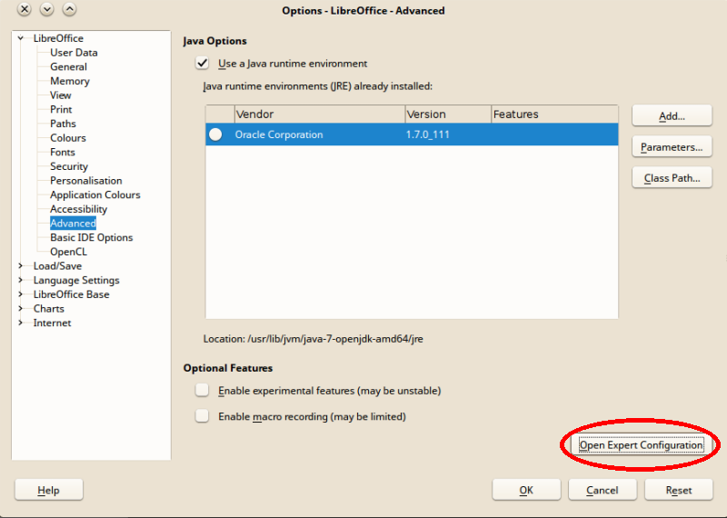LibreOffice Expert Configuration